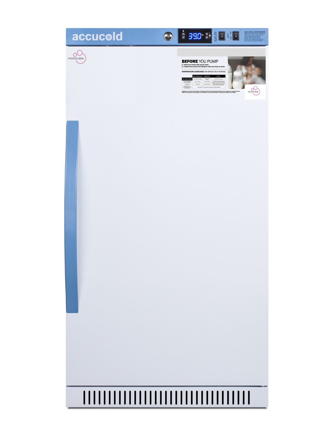 ADA height solid door all-refrigerator with four adjustable shelves designed for recessed or freestanding use, with four adjustable shelves, automatic defrost, hopsital grade cord with 'green dot' plug, and antimicrobial silver-ion handle.